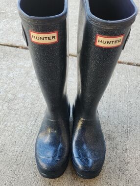 Hunter Rain Boots Navy Glittered Eu 37 G 6 B 5